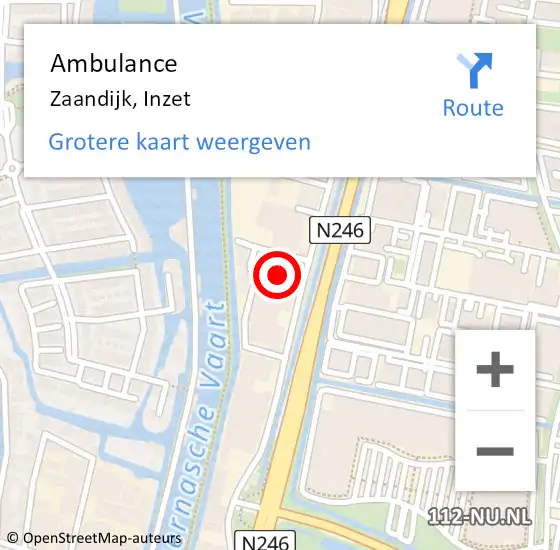 Locatie op kaart van de 112 melding: Ambulance Westzaan, Inzet op 2 juni 2017 10:15