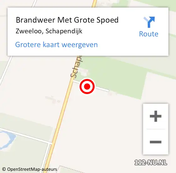 Locatie op kaart van de 112 melding: Brandweer Met Grote Spoed Naar Zweeloo, Schapendijk op 22 januari 2014 14:08