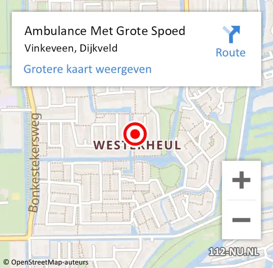 Locatie op kaart van de 112 melding: Ambulance Met Grote Spoed Naar Vinkeveen, Dijkveld op 2 juni 2017 10:50