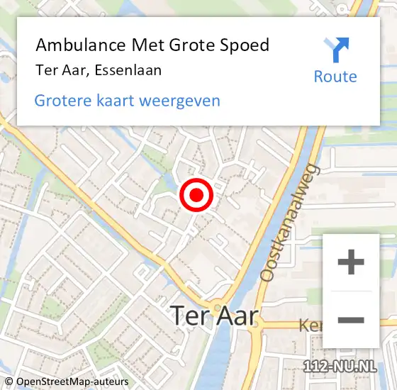 Locatie op kaart van de 112 melding: Ambulance Met Grote Spoed Naar Ter Aar, Essenlaan op 2 juni 2017 11:20