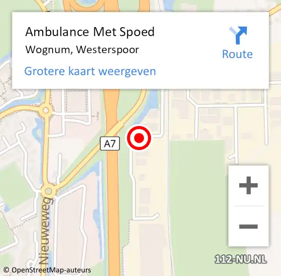 Locatie op kaart van de 112 melding: Ambulance Met Spoed Naar Wognum, Westerspoor op 2 juni 2017 11:39