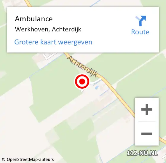 Locatie op kaart van de 112 melding: Ambulance Werkhoven, Achterdijk op 2 juni 2017 12:16