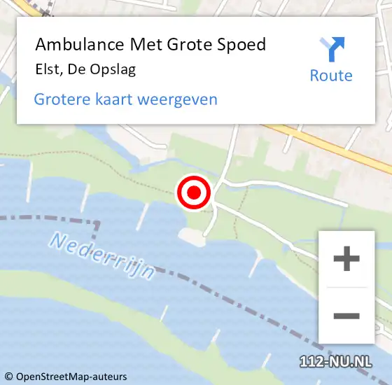 Locatie op kaart van de 112 melding: Ambulance Met Grote Spoed Naar Elst Ut, De Opslag op 2 juni 2017 12:18