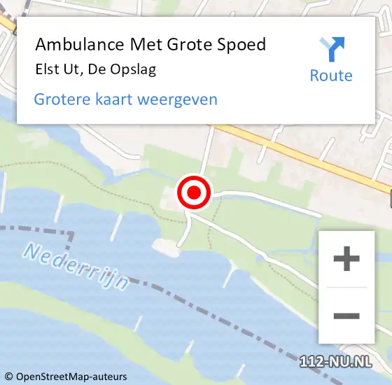 Locatie op kaart van de 112 melding: Ambulance Met Grote Spoed Naar Elst Ut, De Opslag op 2 juni 2017 12:22