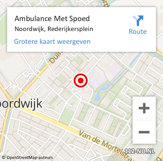 Locatie op kaart van de 112 melding: Ambulance Met Spoed Naar Noordwijk, Rederijkersplein op 2 juni 2017 12:29