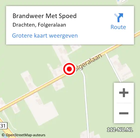 Locatie op kaart van de 112 melding: Brandweer Met Spoed Naar Drachten, Folgeralaan op 2 juni 2017 12:43