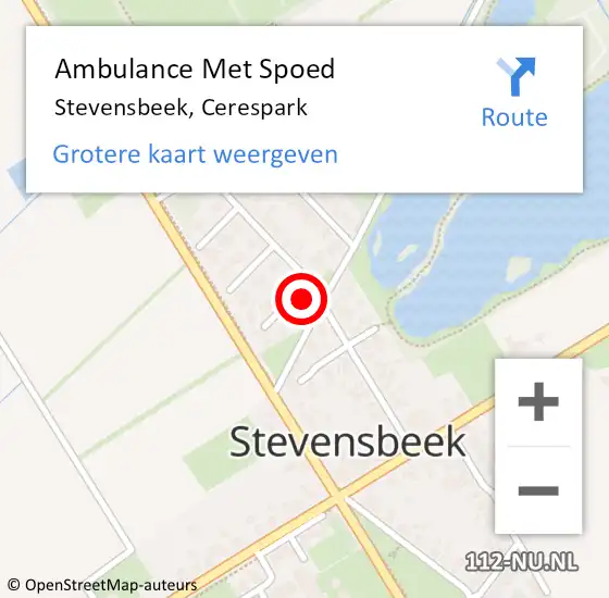 Locatie op kaart van de 112 melding: Ambulance Met Spoed Naar Stevensbeek, Cerespark op 2 juni 2017 13:36