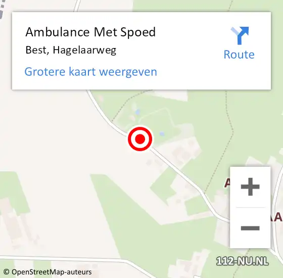 Locatie op kaart van de 112 melding: Ambulance Met Spoed Naar Best, Hagelaarweg op 2 juni 2017 13:44