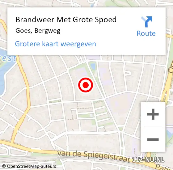 Locatie op kaart van de 112 melding: Brandweer Met Grote Spoed Naar Goes, Bergweg op 2 juni 2017 13:51