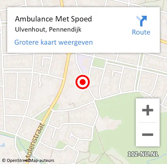 Locatie op kaart van de 112 melding: Ambulance Met Spoed Naar Ulvenhout, Pennendijk op 2 juni 2017 13:56