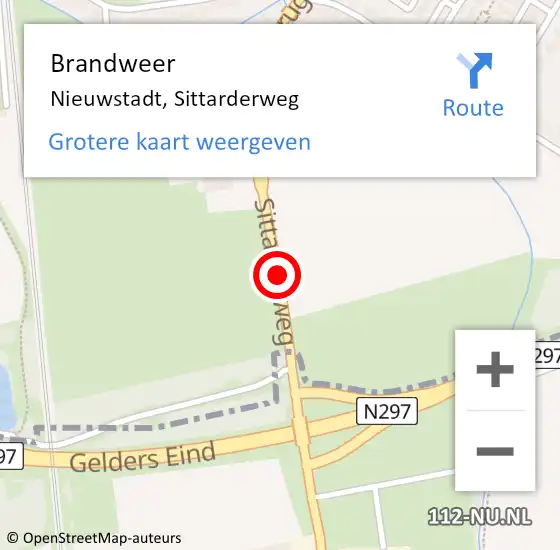 Locatie op kaart van de 112 melding: Brandweer Nieuwstadt, Sittarderweg op 22 januari 2014 14:35