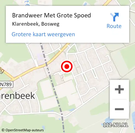 Locatie op kaart van de 112 melding: Brandweer Met Grote Spoed Naar Klarenbeek, Bosweg op 2 juni 2017 14:29