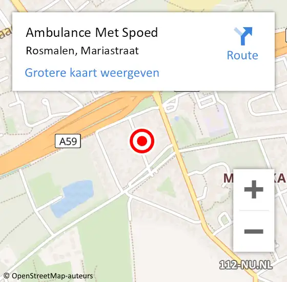 Locatie op kaart van de 112 melding: Ambulance Met Spoed Naar Rosmalen, Mariastraat op 2 juni 2017 14:40