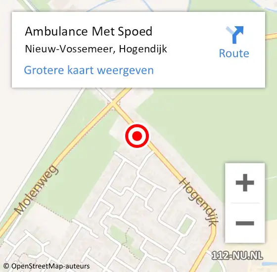 Locatie op kaart van de 112 melding: Ambulance Met Spoed Naar Nieuw-Vossemeer, Hogendijk op 2 juni 2017 15:31