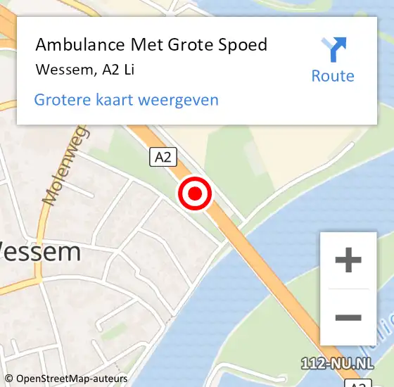 Locatie op kaart van de 112 melding: Ambulance Met Grote Spoed Naar Wessem, A2 L op 2 juni 2017 16:33