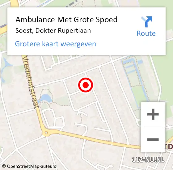 Locatie op kaart van de 112 melding: Ambulance Met Grote Spoed Naar Soest, Dokter Rupertlaan op 2 juni 2017 16:53