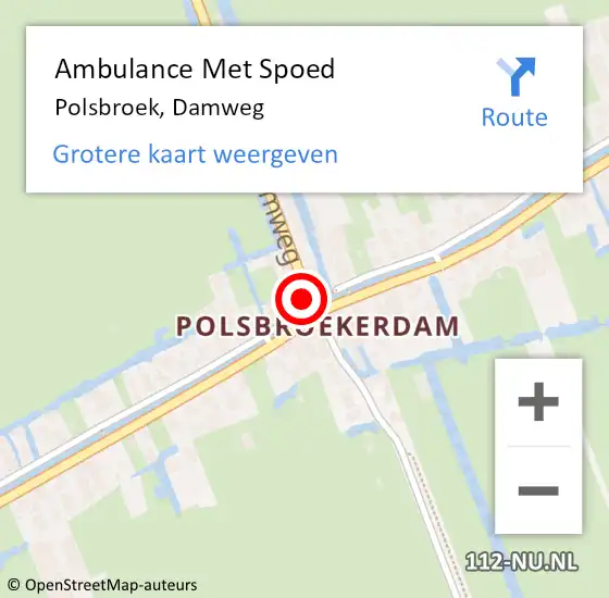 Locatie op kaart van de 112 melding: Ambulance Met Spoed Naar Polsbroek, Damweg op 2 juni 2017 17:22