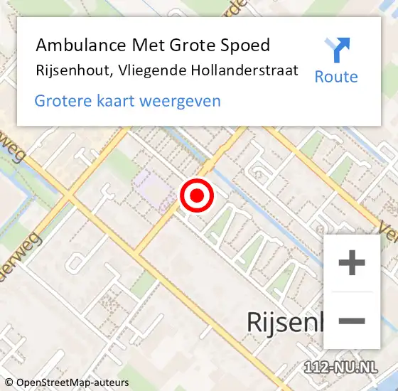 Locatie op kaart van de 112 melding: Ambulance Met Grote Spoed Naar Rijsenhout, Vliegende Hollanderstraat op 2 juni 2017 18:24