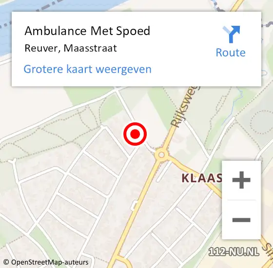 Locatie op kaart van de 112 melding: Ambulance Met Spoed Naar Reuver, Maasstraat op 2 juni 2017 18:43