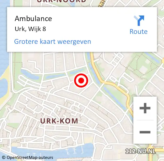 Locatie op kaart van de 112 melding: Ambulance Urk, Wijk 8 op 2 juni 2017 18:58