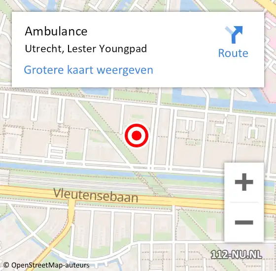 Locatie op kaart van de 112 melding: Ambulance Utrecht, Lester Youngpad op 2 juni 2017 19:02