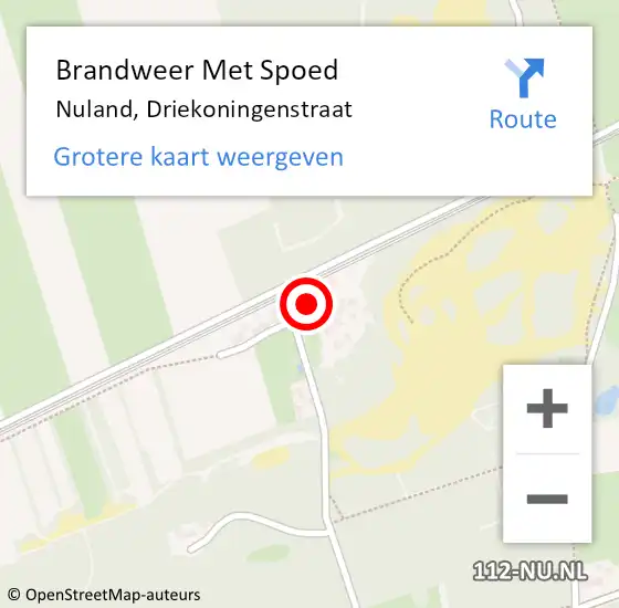 Locatie op kaart van de 112 melding: Brandweer Met Spoed Naar Nuland, Driekoningenstraat op 2 juni 2017 19:05