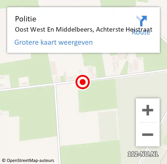 Locatie op kaart van de 112 melding: Politie Oost West En Middelbeers, Achterste Heistraat op 2 juni 2017 19:09