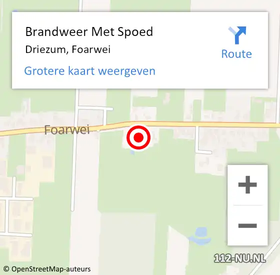 Locatie op kaart van de 112 melding: Brandweer Met Spoed Naar Driezum, Foarwei op 2 juni 2017 19:11