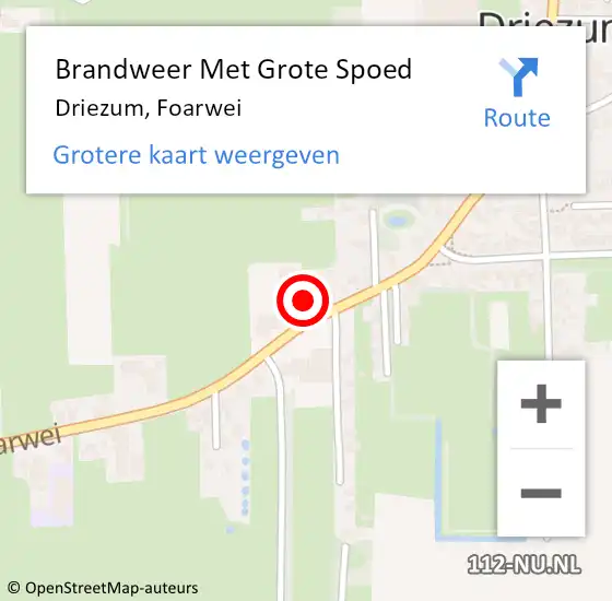 Locatie op kaart van de 112 melding: Brandweer Met Grote Spoed Naar Driezum, Foarwei op 2 juni 2017 19:19