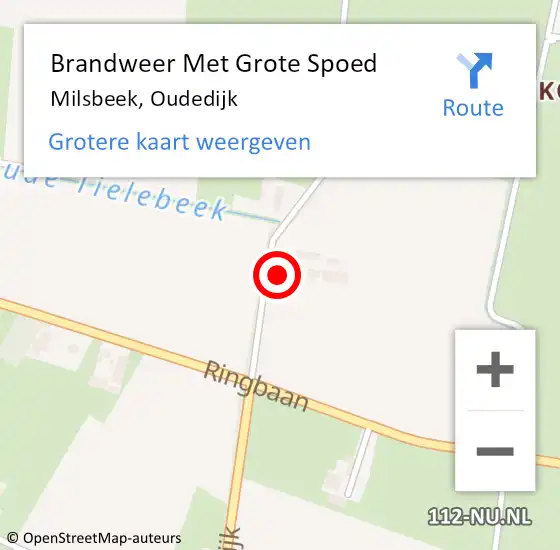 Locatie op kaart van de 112 melding: Brandweer Met Grote Spoed Naar Milsbeek, Oudedijk op 2 juni 2017 19:21