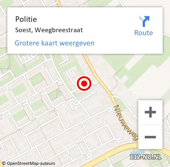 Locatie op kaart van de 112 melding: Politie Soest, Weegbreestraat op 2 juni 2017 19:37