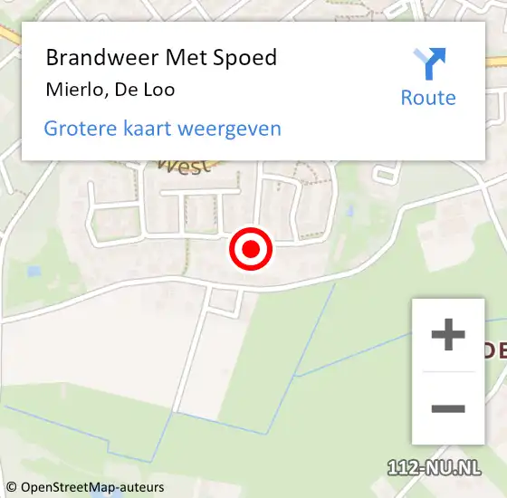 Locatie op kaart van de 112 melding: Brandweer Met Spoed Naar Mierlo, De Loo op 2 juni 2017 20:08