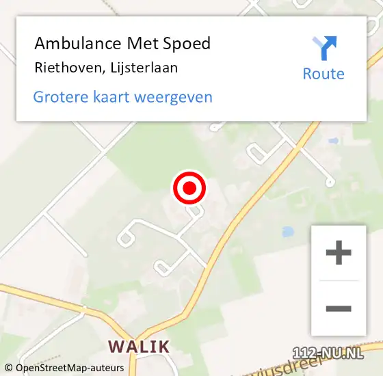 Locatie op kaart van de 112 melding: Ambulance Met Spoed Naar Riethoven, Lijsterlaan op 2 juni 2017 20:12