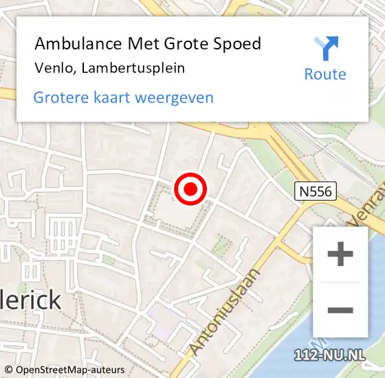 Locatie op kaart van de 112 melding: Ambulance Met Grote Spoed Naar Venlo, Lambertusplein op 2 juni 2017 20:42