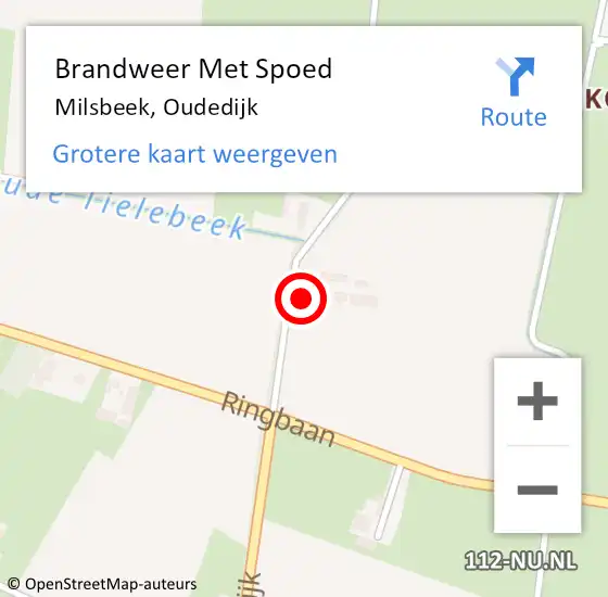 Locatie op kaart van de 112 melding: Brandweer Met Spoed Naar Milsbeek, Oudedijk op 2 juni 2017 21:57