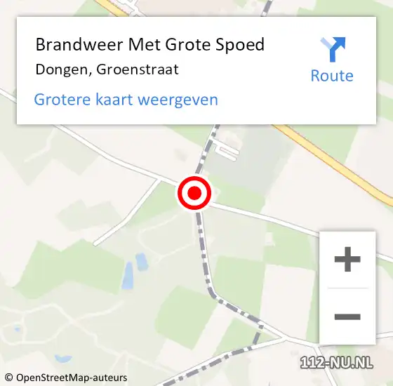 Locatie op kaart van de 112 melding: Brandweer Met Grote Spoed Naar Dongen, Groenstraat op 2 juni 2017 22:07