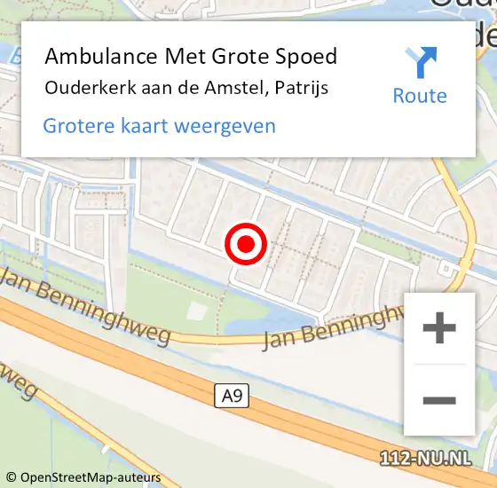 Locatie op kaart van de 112 melding: Ambulance Met Grote Spoed Naar Ouderkerk aan de Amstel, Patrijs op 2 juni 2017 22:25