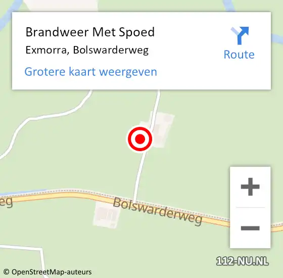 Locatie op kaart van de 112 melding: Brandweer Met Spoed Naar Exmorra, Bolswarderweg op 2 juni 2017 22:48