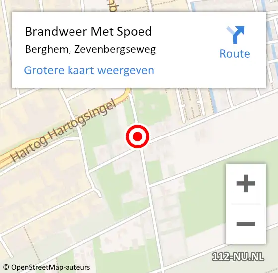 Locatie op kaart van de 112 melding: Brandweer Met Spoed Naar Berghem, Zevenbergseweg op 2 juni 2017 22:50