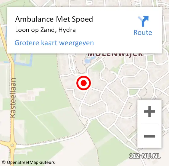 Locatie op kaart van de 112 melding: Ambulance Met Spoed Naar Loon op Zand, Hydra op 2 juni 2017 22:57