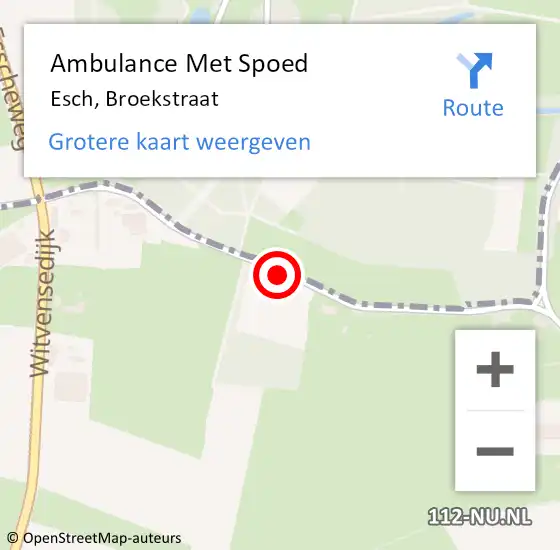 Locatie op kaart van de 112 melding: Ambulance Met Spoed Naar Esch, Broekstraat op 2 juni 2017 23:07