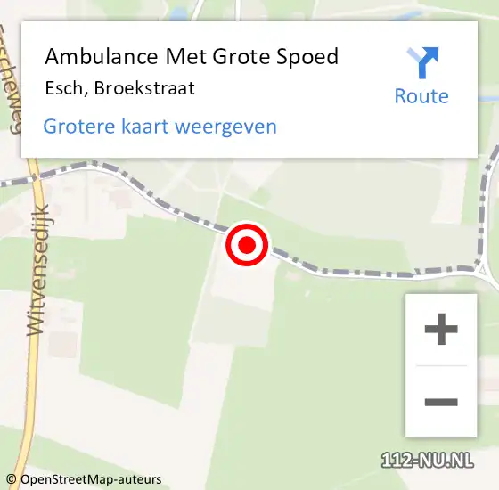 Locatie op kaart van de 112 melding: Ambulance Met Grote Spoed Naar Esch, Broekstraat op 2 juni 2017 23:13