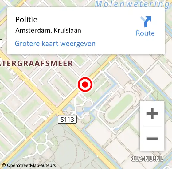 Locatie op kaart van de 112 melding: Politie Amsterdam, Kruislaan op 2 juni 2017 23:31
