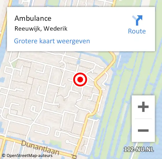 Locatie op kaart van de 112 melding: Ambulance Reeuwijk, Wederik op 2 juni 2017 23:32