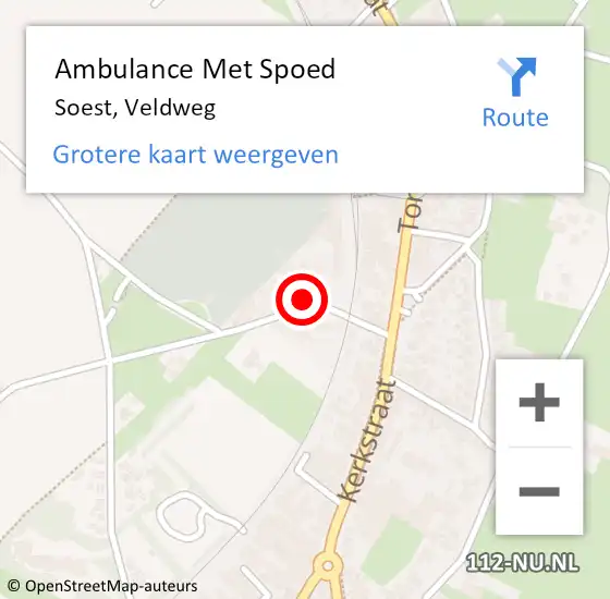 Locatie op kaart van de 112 melding: Ambulance Met Spoed Naar Soest, Veldweg op 2 juni 2017 23:35