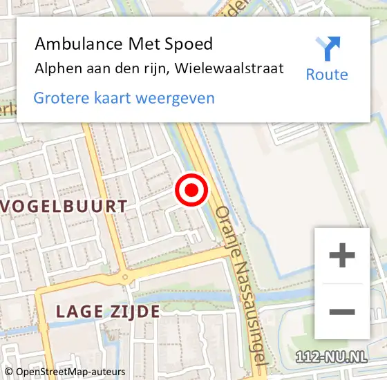 Locatie op kaart van de 112 melding: Ambulance Met Spoed Naar Alphen aan den rijn, Wielewaalstraat op 3 juni 2017 00:40