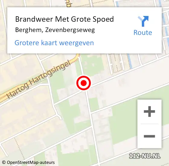 Locatie op kaart van de 112 melding: Brandweer Met Grote Spoed Naar Berghem, Zevenbergseweg op 3 juni 2017 00:49