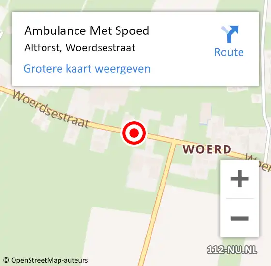 Locatie op kaart van de 112 melding: Ambulance Met Spoed Naar Altforst, Woerdsestraat op 3 juni 2017 01:28