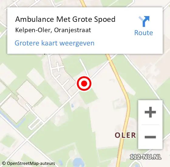 Locatie op kaart van de 112 melding: Ambulance Met Grote Spoed Naar Kelpen-Oler, Oranjestraat op 3 juni 2017 02:04