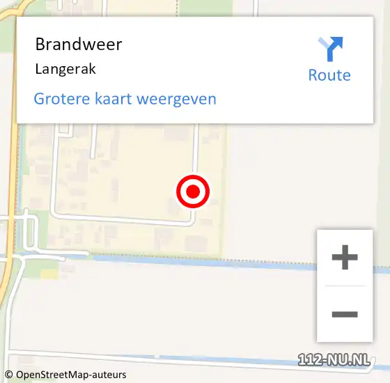 Locatie op kaart van de 112 melding: Brandweer Langerak op 3 juni 2017 02:23